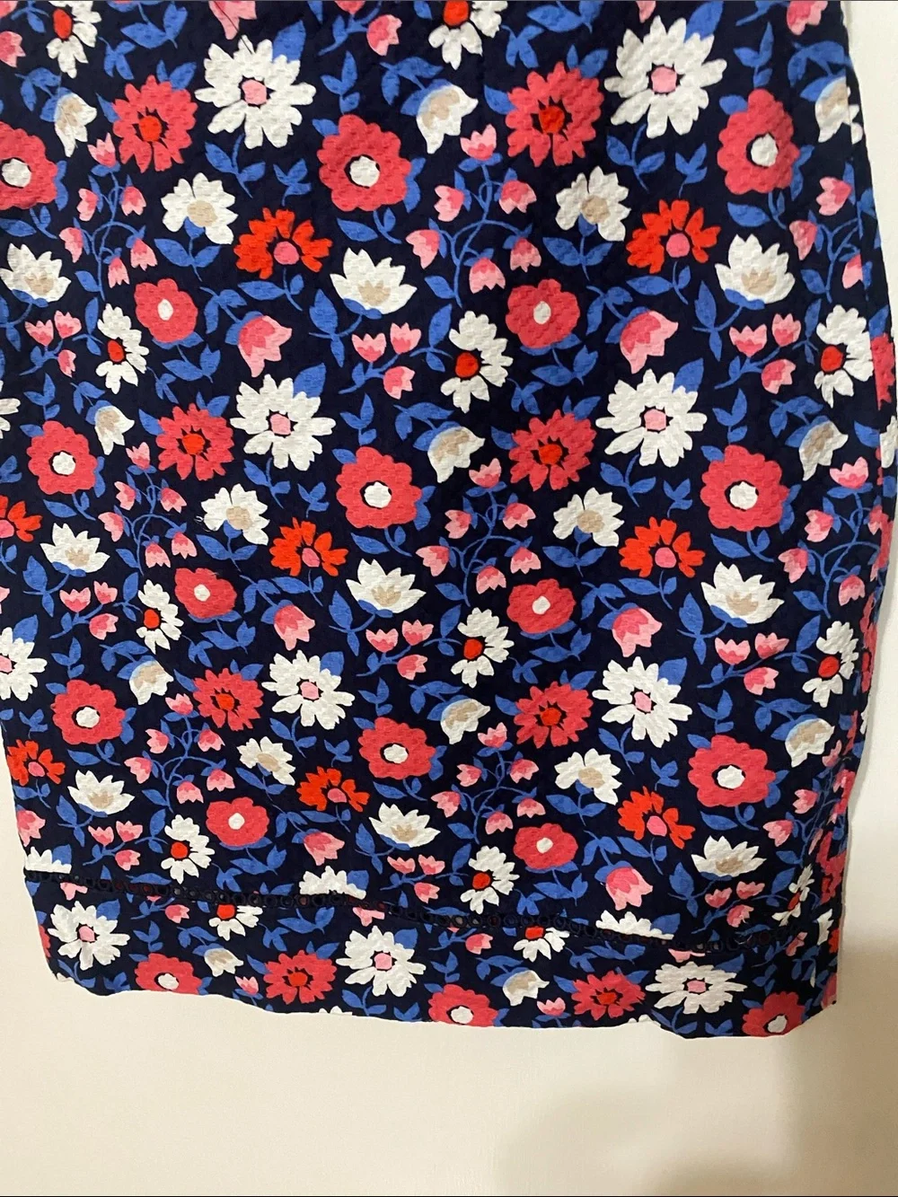 kate spade Navy Floral V-Neck Mini Dress with Red & White Blooms